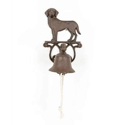 Image of HOMESCAPES Cast Iron Doorbell with Dog Decoration and Wall Bracket Traditional Style Door Bell