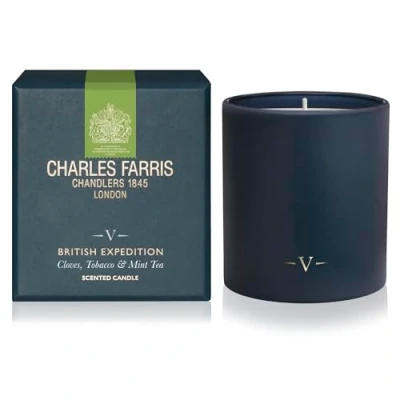 Image of Charles Farris Luxury Scented Candle Cloves, Tobacco &amp; Mint Tea 50+ Hours Burn Time Artisan Hand Finished Glass Jar, Made in England (British Expedition)