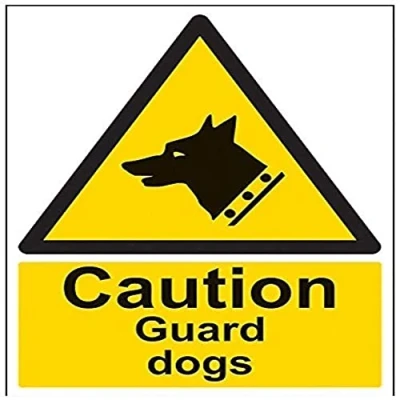 Image of VSafety Danger Guard Dogs Sign Portrait 300mm x 400mm Self Adhesive Vinyl