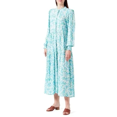 Image of Y.A.S Women&#039;s Yasalira LS Long Shirt Dress S. Noos Blouse, Quiet Green/AOP:Fuzzy Flower, M