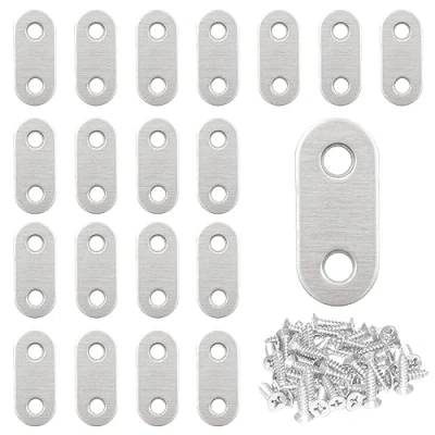 Image of CEEYSEE 20pcs Flat Corner Brace Brackets 36x16mm Stainless Steel Plate Bracket with 40 Screws for Fixing Wood Furniture Tables Chairs Door Window Bookshelves etc(U36)