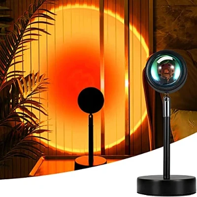 Image of Mydethun Sunset Projection Lamp 180 Degree Rotation Night Light Projector USB Cable Floor Stand Romantic for Home, Party &amp; Bedroom Decor (Sunset Red)