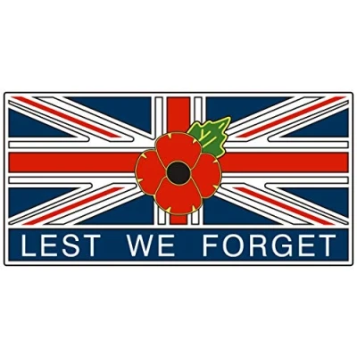 Image of Pinhead POPPY CAR WINDOW STICKER WITH UNION JACK LEST WE FORGET