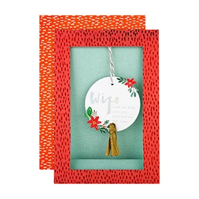 Image of Hallmark Christmas Card for Wife Contemporary Frame Design with Hanging Bauble Attachment