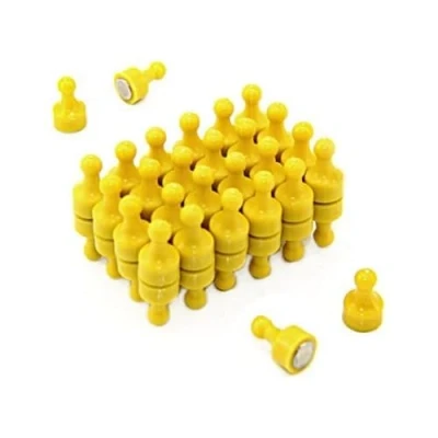 Image of Yellow Skittle Magnet for Fridge, Office, Whiteboard, Noticeboard, Filing Cabinet 12mm dia x 21mm tall Pack of 48