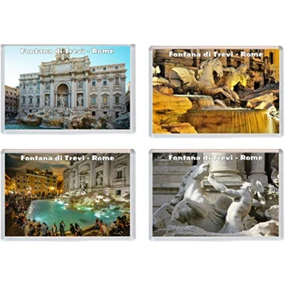 Image of Fontana/Fountain di Trevi Rome Italy 4 Pack Jumbo Fridge Magnet/Magnets
