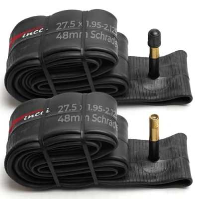 Image of Fincci Pair 27.5 x 1.95/2.1/2.125 Inch 48mm Schrader Valve Inner Tubes for Mountain MTB Road Hybrid Bicycle Bike (Pack of 2)