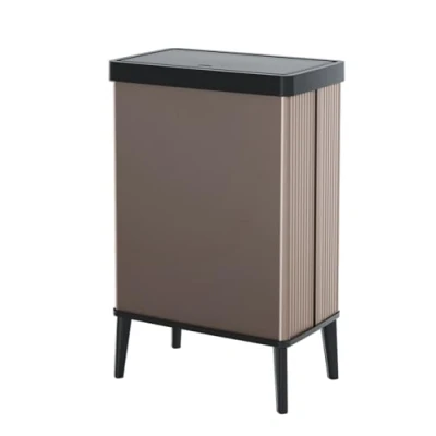 Image of CURVER Verto 54L High Waste Bin, Push Lid, Sleek Design, Easy Assembly, Recycling Friendly, Pearl Rose