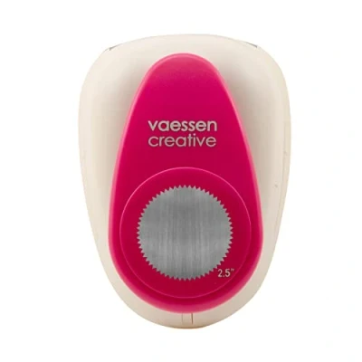 Image of Vaessen Creative Craft Paper Punch Circle Ø 6,3 cm Cutter for Crafting and Card Making, 2.5 Inch, White/Pink