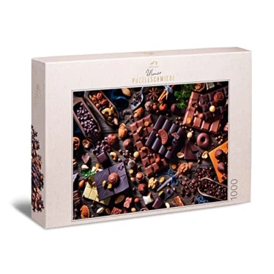 Image of Ulmer Puzzleschmiede puzzle &quot;Sweet Temptation&quot; Classic 1000 piece nuts, chocolates and chocolate as a contemporary motif for connoisseurs