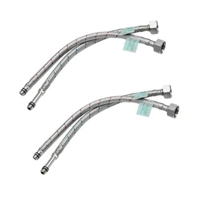 Image of Xcel Home 4 (2 Pairs) x M10 1/2 BSP (300mm) Flexible Tap Connectors Kitchen Sink/Bathroom Basin Monobloc Mixer Flexi Pipes Tails (Short Male End)