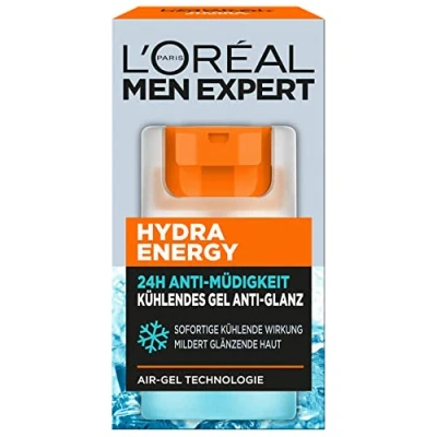 Image of L&#039;Oréal Men Expert Cooling Anti Shine Face Care for Men, Mattifying and Refreshing Gel, 24H Fatigue, Cream with Sea Spring Water, Hydra Energy, 1 x 50 ml