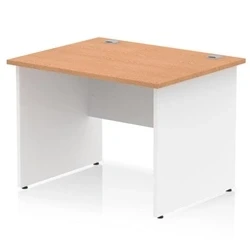 Image of Impulse 1000x800mm Straight Office Desk Oak Top White Panel End Leg