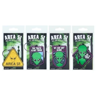 Image of Playlearn Pack of 12 Alien Themed Keyrings for Kids wih Chain Party Favor 2D PVC School Bags kids&#039; favours ideal Bag Stocking Fillers