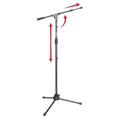 Image of Gator Frameworks Tripod MIC Stand with Soft Grip Twist Clutch, Boom Arm, and Both 3/8&quot; 5/8&quot; Adapters; Min/Max Height 6&quot;/99&quot; (GFW 2020),Black