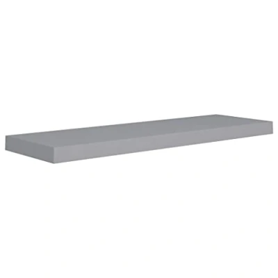 Image of vidaXL Floating Wall Shelf in Grey 80x23.5x3.8 cm, Honeycomb MDF and Metal Material Modern Design for Living Room, Bedroom, Office