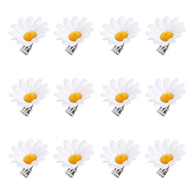 Image of Frcolor 12pcs Simulation Daisy Flower Hair Clips Beach Wedding Alligator Clip Barrettes Pins for Ladies Girls