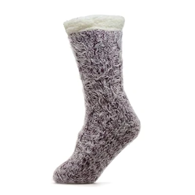 Image of Foxbury Feather Yarn Sherpa Lined Slipper Socks SK946 Purple