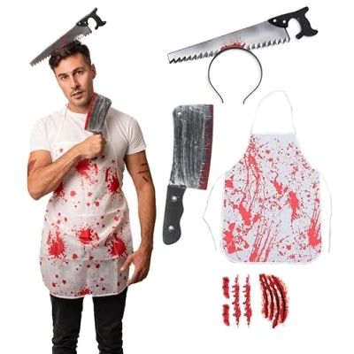 Image of 5 pcs Saw Butcher Costume Halloween Costumes For Men Adult &amp; Teen One Size Fits All 2024 Trending Fancy Dress UK Based Brand