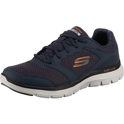 Image of Skechers Men&#039;s Flex Advantage 4.0 Sneaker, Navy Leather Mesh Pu Trim, 10 UK