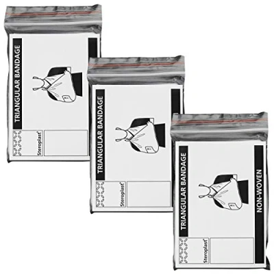 Image of Steroplast 3 x MEDICAL GRADE PREMIUM NON WOVEN TRIANGULAR FIRST AID BANDAGE ARM SHOULDER INJURY SLINGS 90 127cm