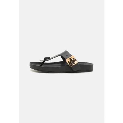 Image of Tory Burch Mellow Thong Sandal Tbar sandals, Women&#039;s, Size: 4.5, Perfect black Sheepskin