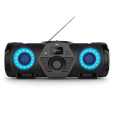 Image of JVC RV NB300DAB Boombox DAB Radio, Bluetooth, USB &amp; CD Speaker System, Microphone/Guitar Input, Powerful Amplifier and Subwoofers (Black)