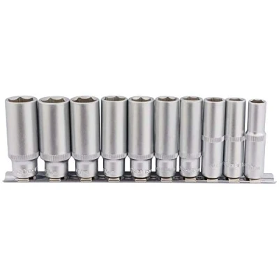 Image of Draper Deep Socket Set on Metal Rail, 3/8&quot; Sq. Dr. (10 Piece)