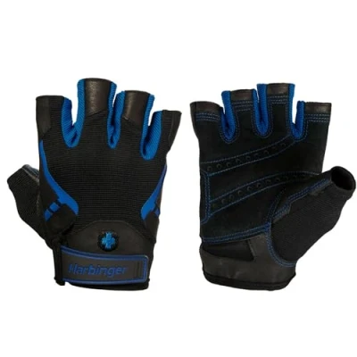 Image of Harbinger Pro Weight Lifting Gloves, Leather Palm Protection, Workout Fitness Blue, S