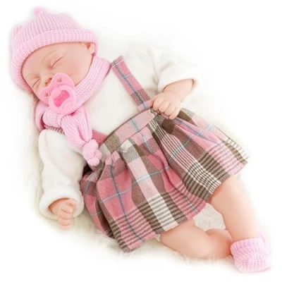Image of Bibi Doll Bonnie 18&quot; Lifelike Large Size Soft Bodied Sleeping Baby Girls Boys Toy Dolly With Sounds and Dummy for Ages 18 Months +