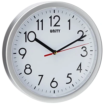 Image of Unity Wall Clock, Hastings, Silent Sweep, Modern, Silver, 22 cm / 8.6 inch