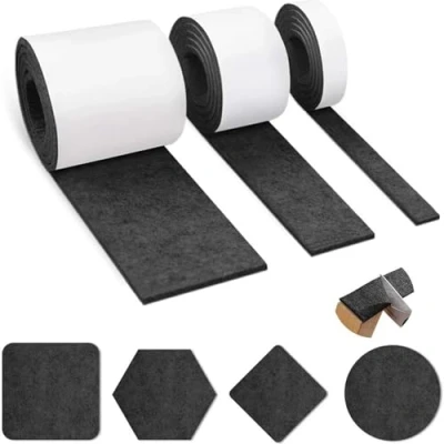 Image of Chair Leg Floor Protectors,3 Rolls Felt Pads for Furniture Feet Self Adhesive Anti Slip Protectors Table Bed Sofa Legs(Black)