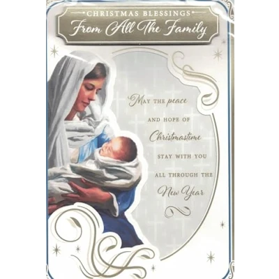 Image of From All The Family Religious Christmas Card, 23 x 15 cm