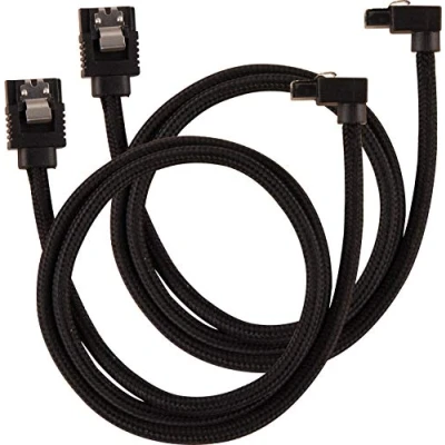 Image of Corsair CC 8900282 Premium Sleeved SATA Cable 6Gbps 60cm, 90 Connector, Black