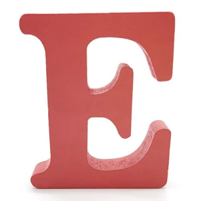 Image of Toifucos Wooden Letters, A Z DIY English Alphabet Craft Ornaments for Home Wedding Birthday Party Decoration Accessories, Red 1 pcs E