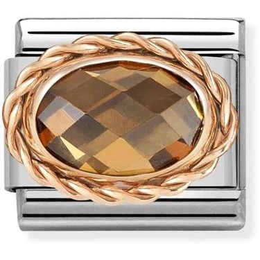 Image of Nomination Framed Smokey Crystal Oval Charm