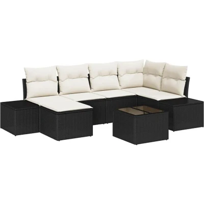 Image of vidaXL 6 Piece Garden Sofa Set with Cushions Brown Poly Rattan