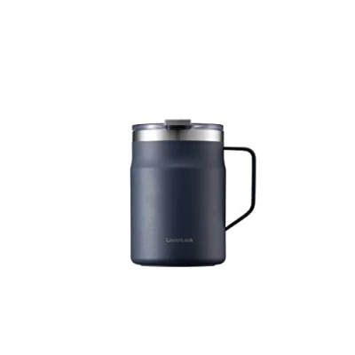 Image of LocknLock Stainless Steel Double Wall Insulated with Handle, Lid, 16 oz, Navy Metro Mug, 1 Count (Pack of 1)