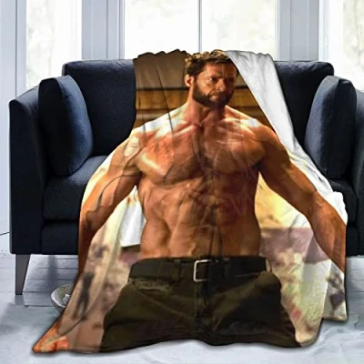 Image of YINGD Hugh Actor Jackman Throw Blanket, Ultra Soft Flannel Fleece Lightweight Blankets Warm Air Conditioning Blanket For Couch Sofa Bed 60x50 inch Black 50x40
