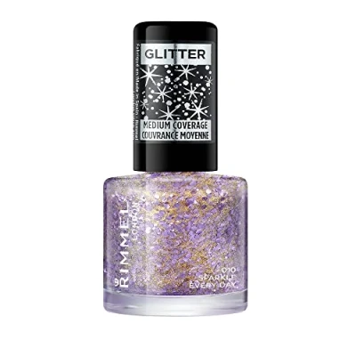 Image of Rimmel London Glitter Nail Polish Top Coat, Sparkle Every Day, 8 ml