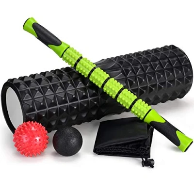 Image of Odoland Foam Roller, 5 in 1 Massage Roller with Trigger Points + Muscle Stick Balls Carry Bag for Crossfit, Pilates