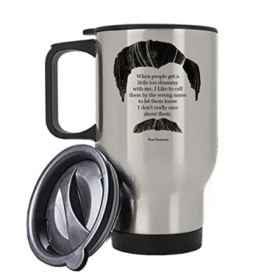 Image of Giftme Ron Swanson Quote Birthday Secret Santa Travel Tea/Coffee Mug. (Silver)