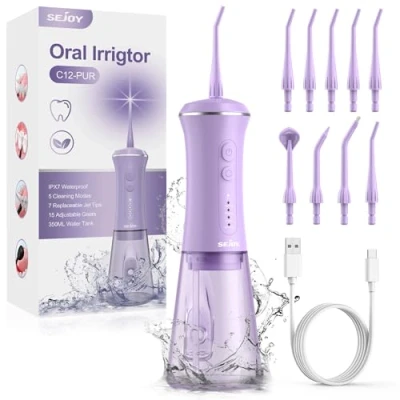 Image of Water Flossers for Teeth Cordless, Professional Oral Irrigator with 5 Modes 9 Jet Tips Braces and Bridges Cleaning Rechargeable, 350ML Tank, IPX7 Waterproof Travel &amp; Home Use
