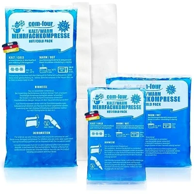 Image of com four® 3x multiple compresses in 3 different sizes with fleece cover Cold and warm Economy pack Made Germany (3 pieces)