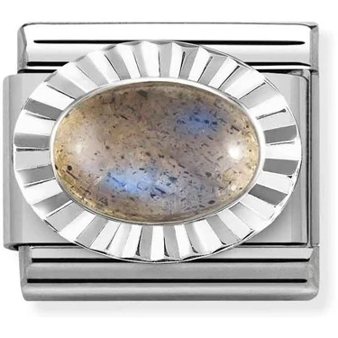 Image of Nomination Classic Silver &amp; Diamond Oval Labradorite Sparkly