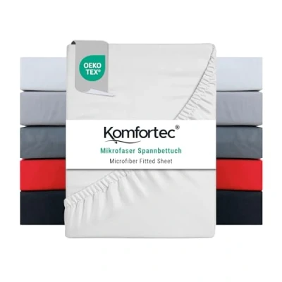 Image of Komfortec Brushed Microfibre Fitted Sheet 140 x 200 cm White