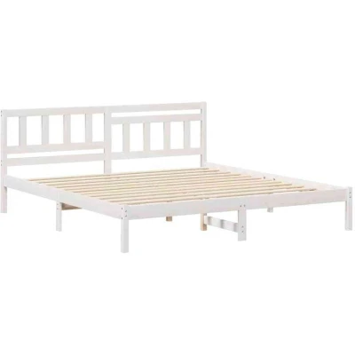 Image of vidaXL with Headboard White 180 x 200 cm Solid pine wood