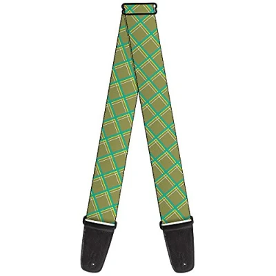 Image of Buckle Down GS W32312 &quot;Wire Grid Tan/Green/Yellow&quot; Guitar Strap