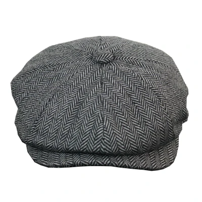 Image of Infinity Leather Mens Blinders Charcoal Tweed Gatsby Flat Baker Hat XL