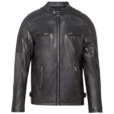 Image of URBAN 5884 Men&#039;s Ralf, Soft and Durable Ovina Leather Jacket, Black, XXXXXL